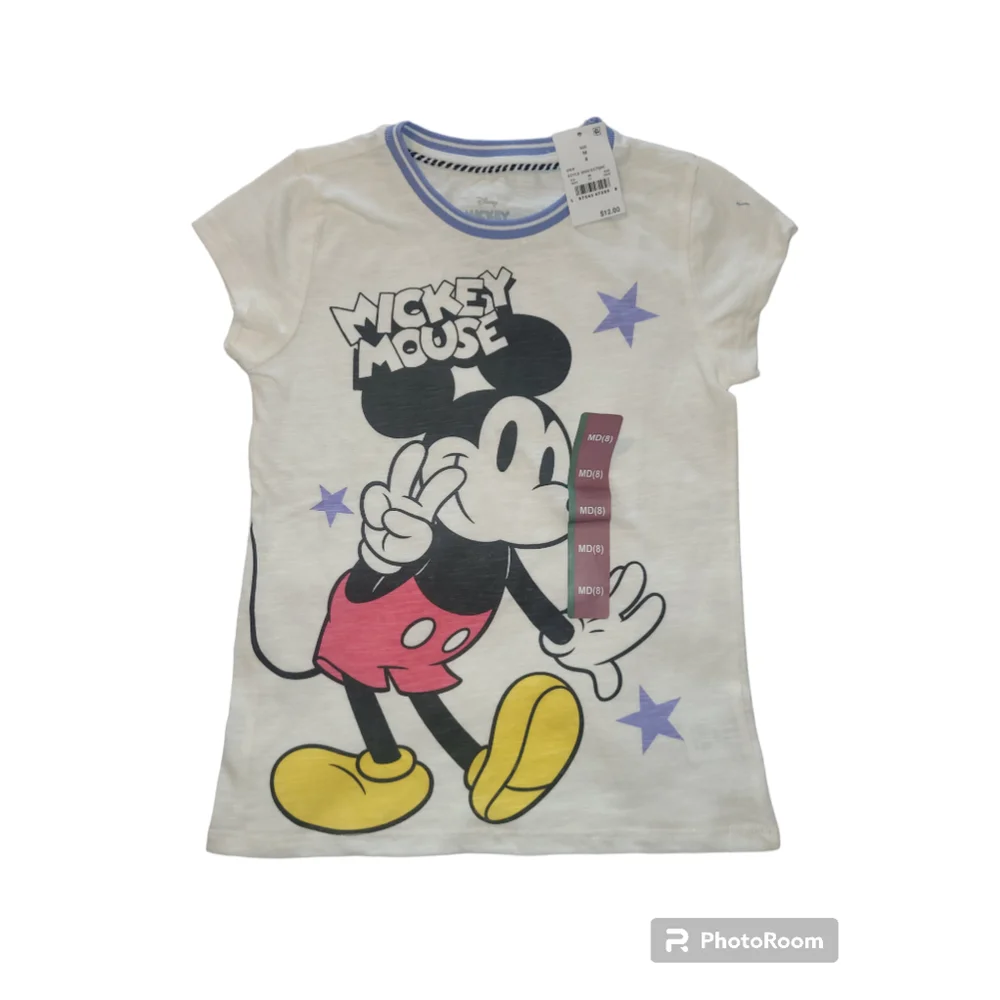 Toddler Girls' Mickey Mouse Ringer Short Sleeve Graphic T-Shirt - Cream